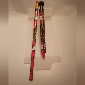 Hello Kitty Red Plaid Scottie Dog pencil and Mechanical Pencil Sanrio 2000's